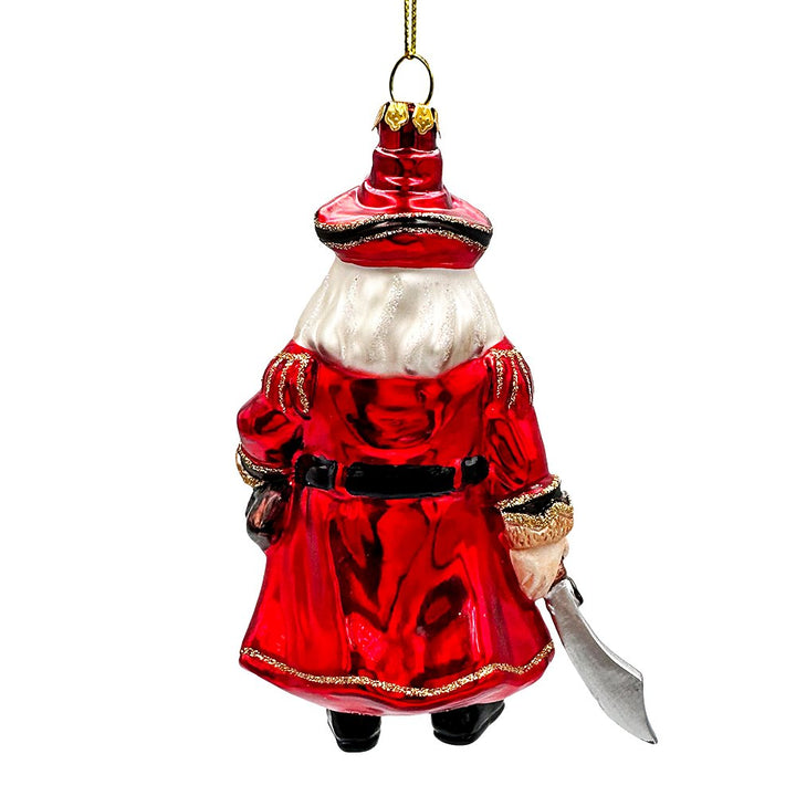 (Pre-Order) Santa Pirate Glass Christmas Ornament, Sea Sailer Bandit Unique Tree Decor Glass Ornament OrnamentallyYou 