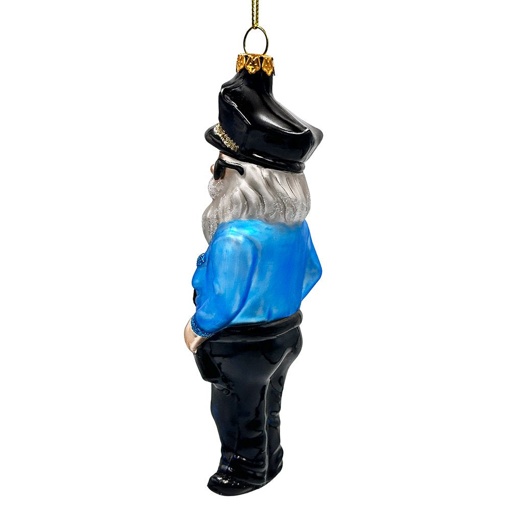 (Pre-Order) Santa the Police Officer Glass Christmas Ornament, Law Enforcement Cop Tree Decor Glass Ornament OrnamentallyYou 