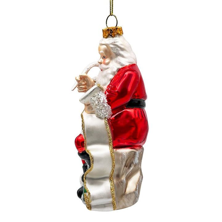 Santa with a Long Letter Glass Christmas Ornament, Vintage Holiday Tree Decor Glass Ornament OrnamentallyYou 