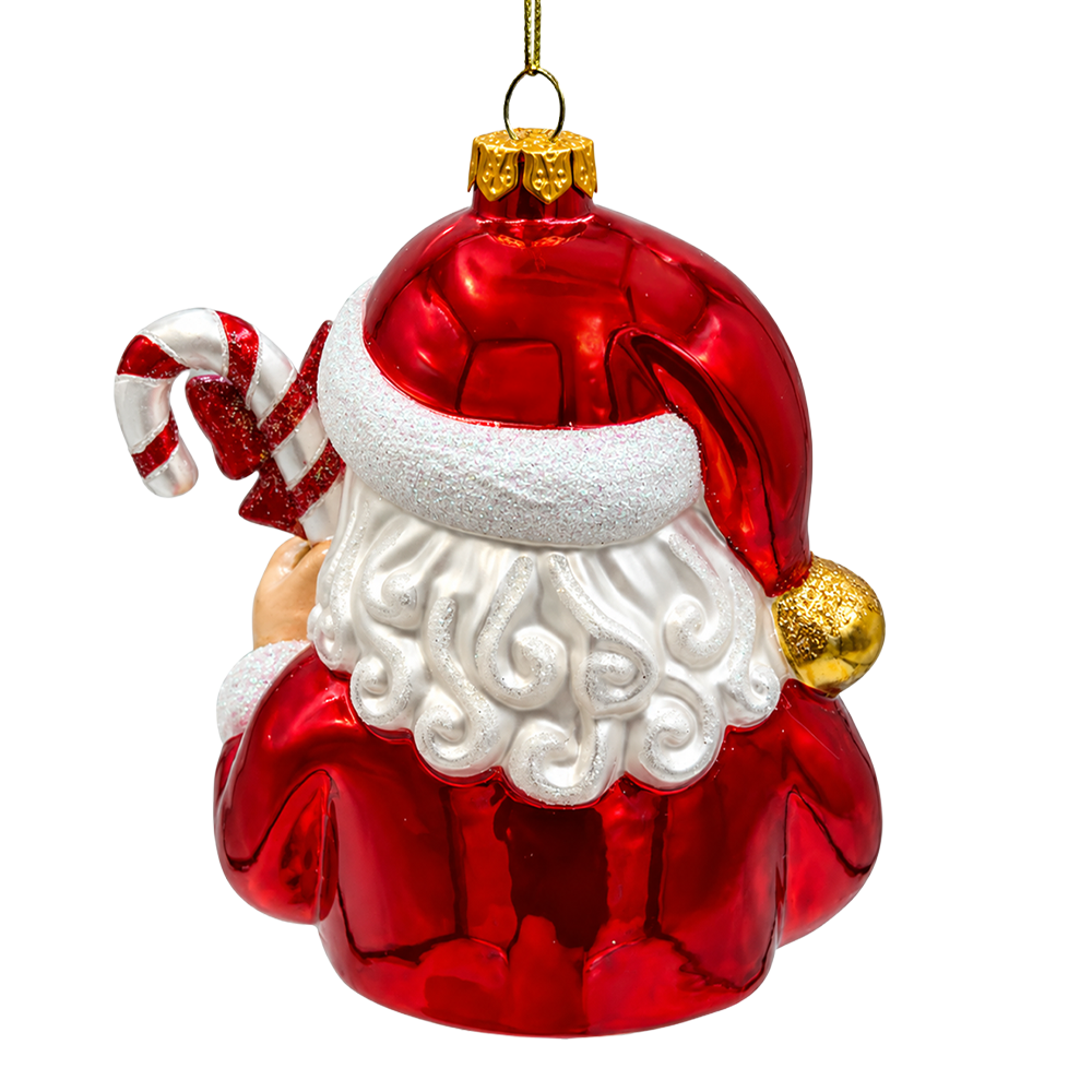 (PRE-ORDER) Vintage Santa with Candy Cane Glass Christmas Ornament, Classic Holiday Tree Decor