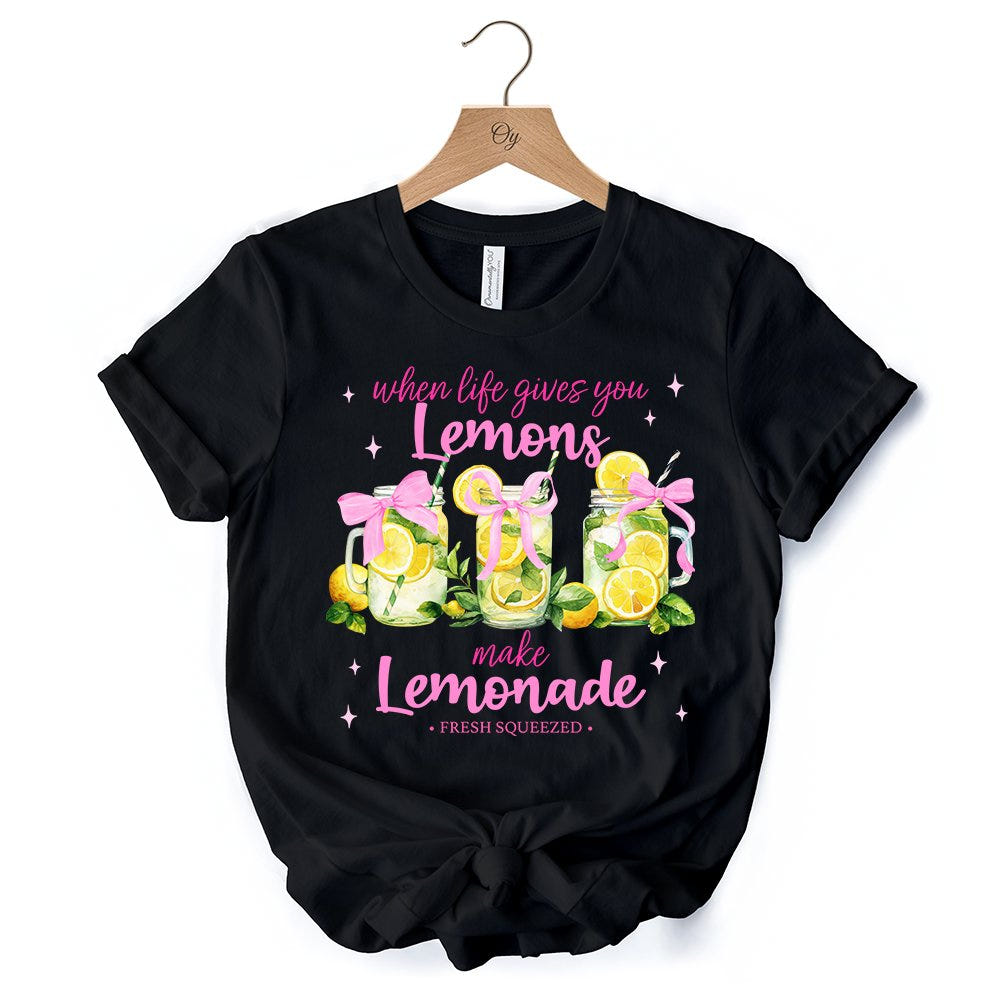 When Life Gives You Lemons Make Lemonade T-Shirt, Coquette White, Natural and Black Summer Girl Tee T-Shirts OrnamentallyYou 