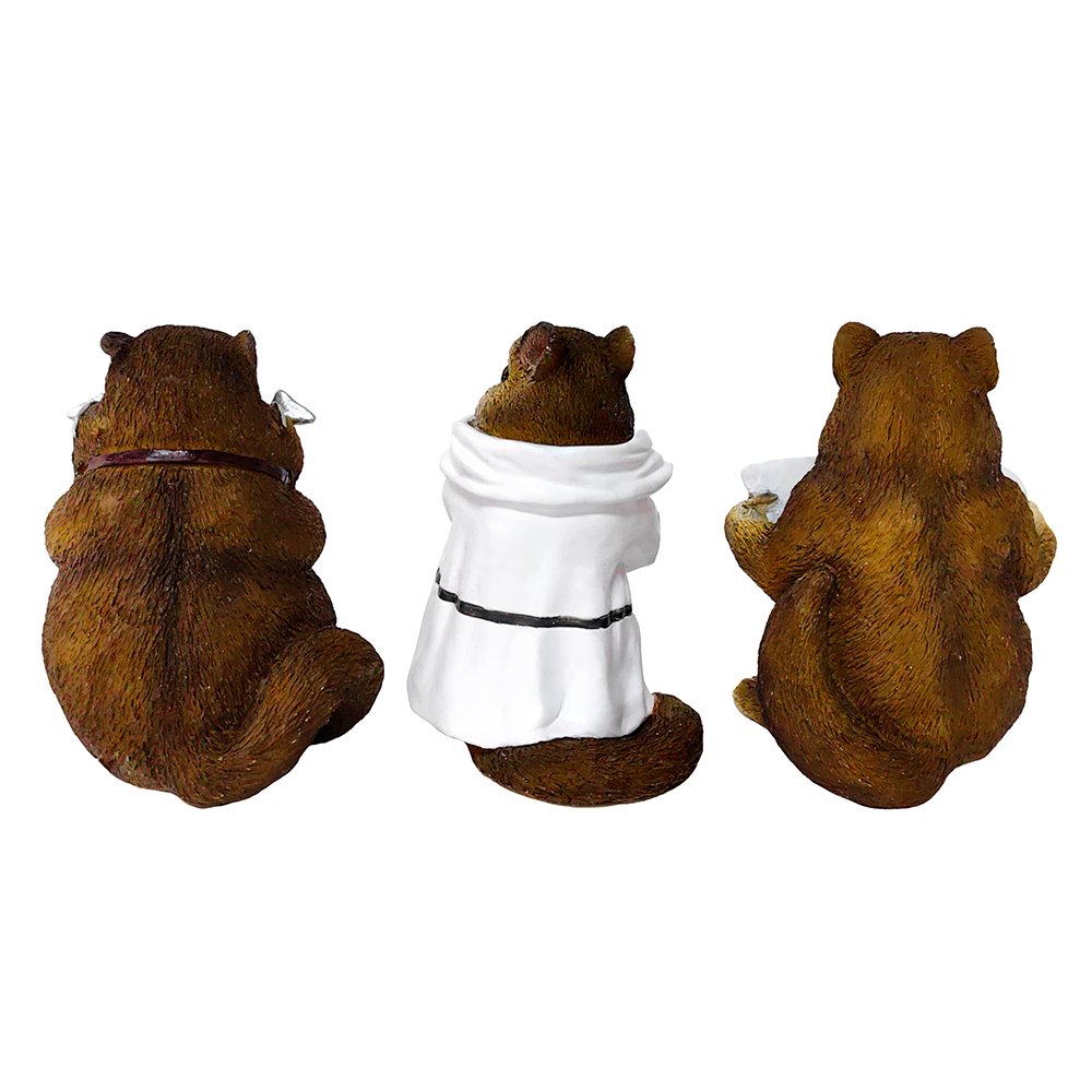 (Pre-Order) Whimsical Chipmunk Trio Set of Three Figurines, 5" Cute Desk Decor and Garden Statues Resin Statues OrnamentallyYou 