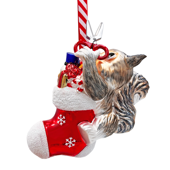 (Pre-Order) Whimsical Cute Squirrel Glass Ornament, Funny Adorable Animal Gift for Kids