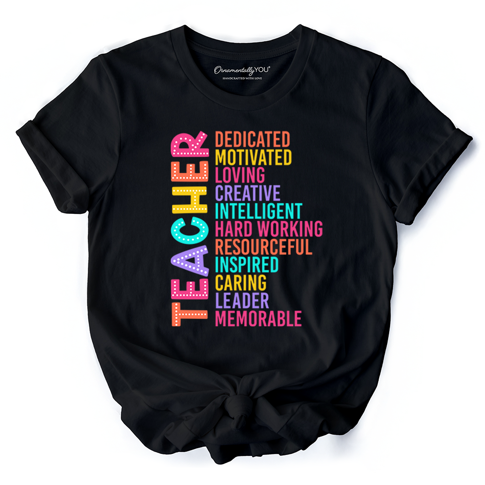 Colorful Teacher Acronym T-Shirt, Motivational Tee for Educators