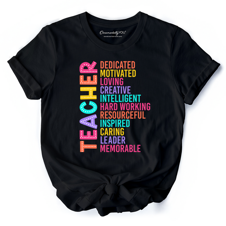 Colorful Teacher Acronym T-Shirt, Motivational Tee for Educators