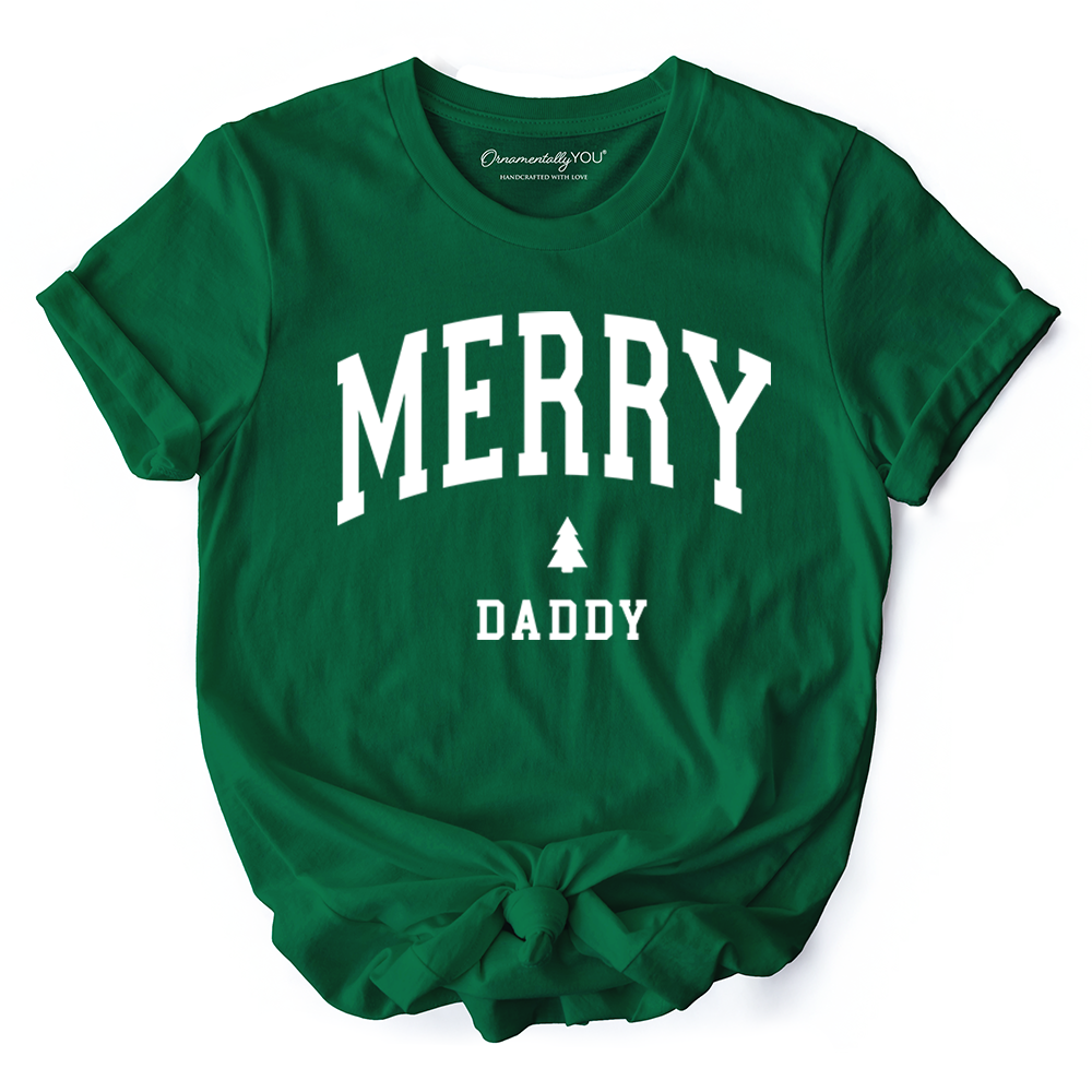Merry Daddy Retro Christmas T-Shirt, Matching Family Holiday Tee