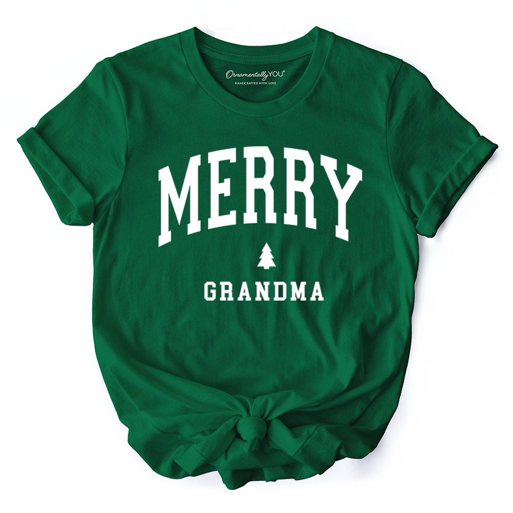 Merry Grandma Retro Christmas T-Shirt, Matching Family Holiday Tee