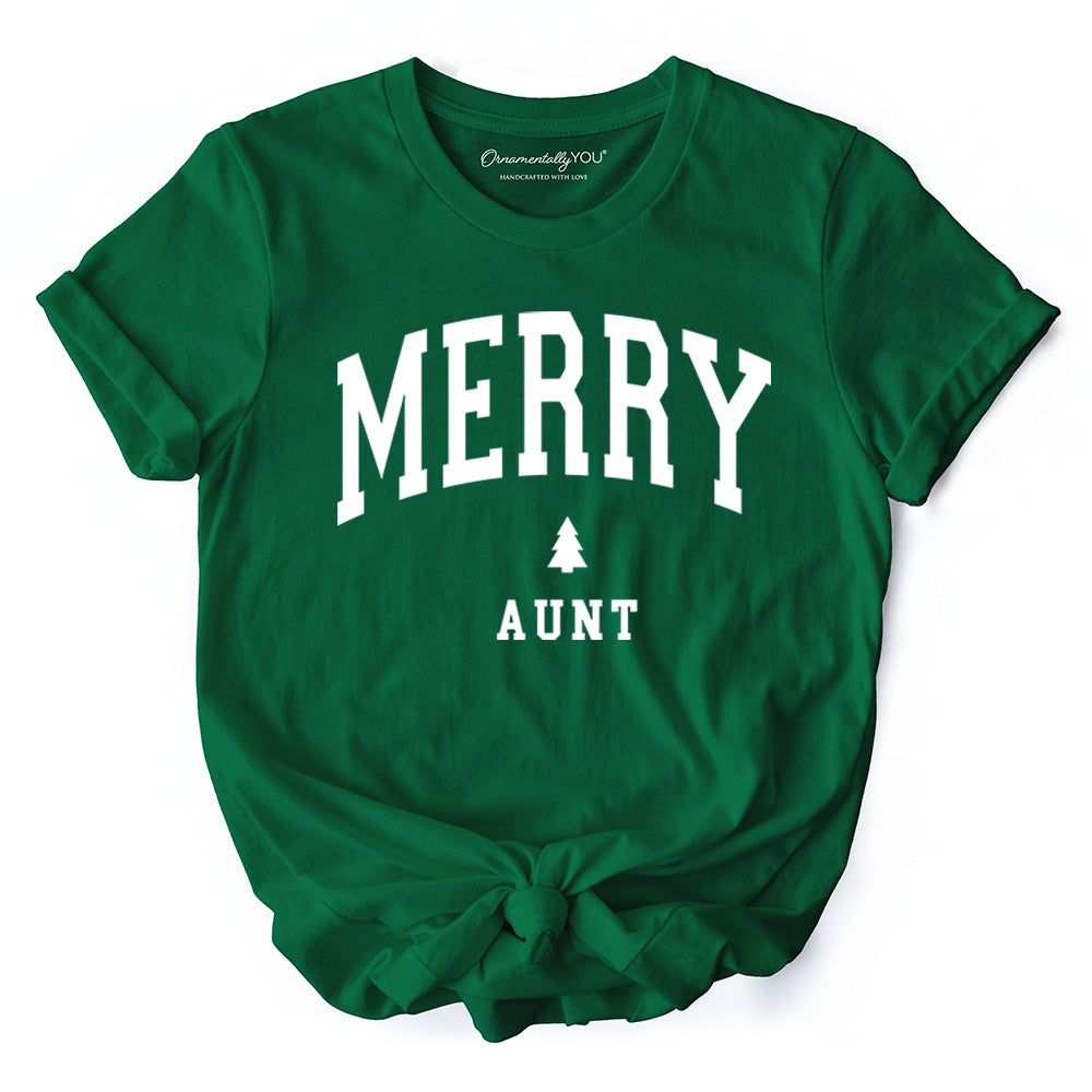 Merry Aunt Retro Christmas T-Shirt, Matching Family Holiday Tee