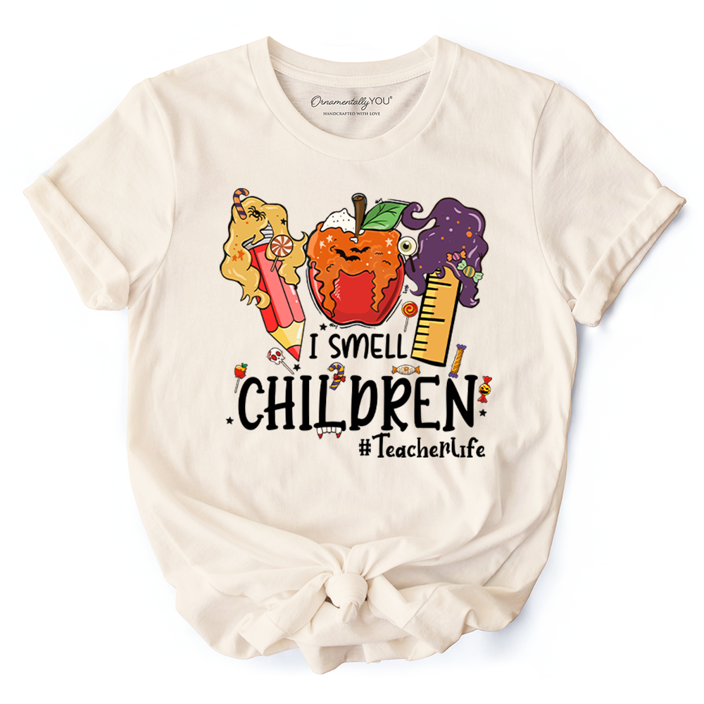 I Smell Children Witch Teacher Life T-Shirt, Back To School Halloween Tee