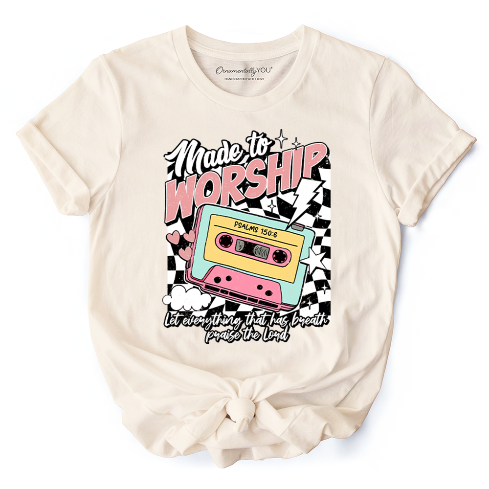 Made to Worship Christian Retro T-Shirt, Psalm 150:6 Bible Verse Tee