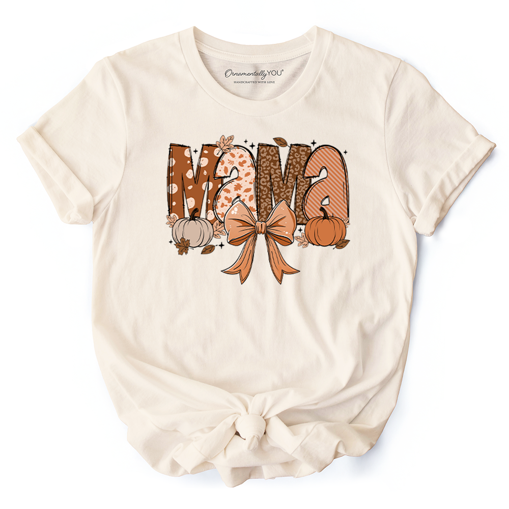 Mama Coquette Autumn T-Shirt, Cozy Fall Pumpkins for Mothers
