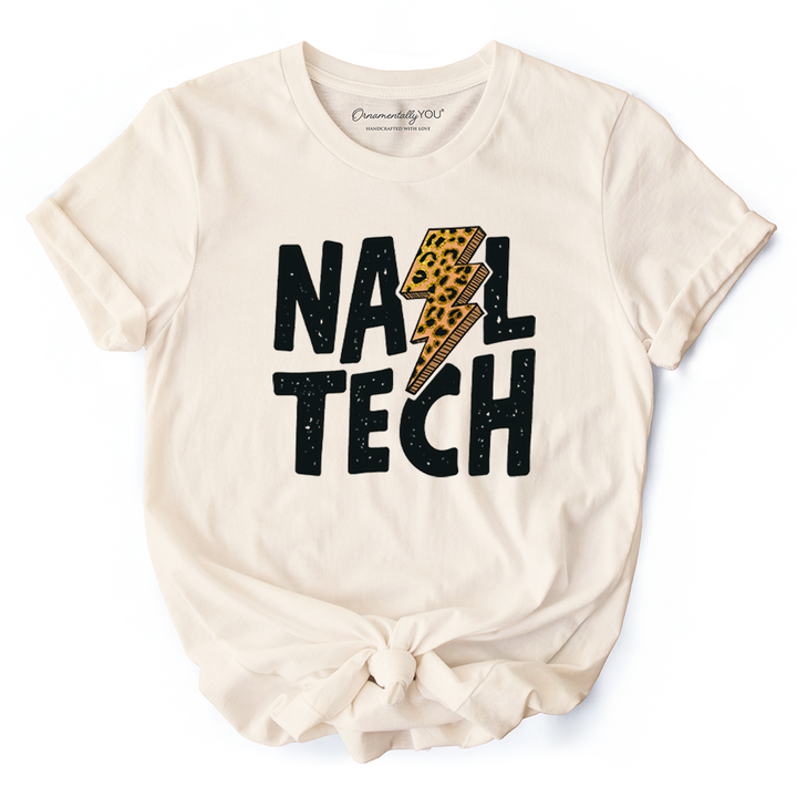 Nail Tech Leopard Lightning T-Shirt, Retro Stylist Tee