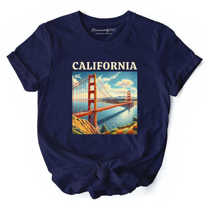 Classic California State Golden Gate Bridge T-Shirt, San Francisco Bay Tee and Coastal Landmark Souvenir