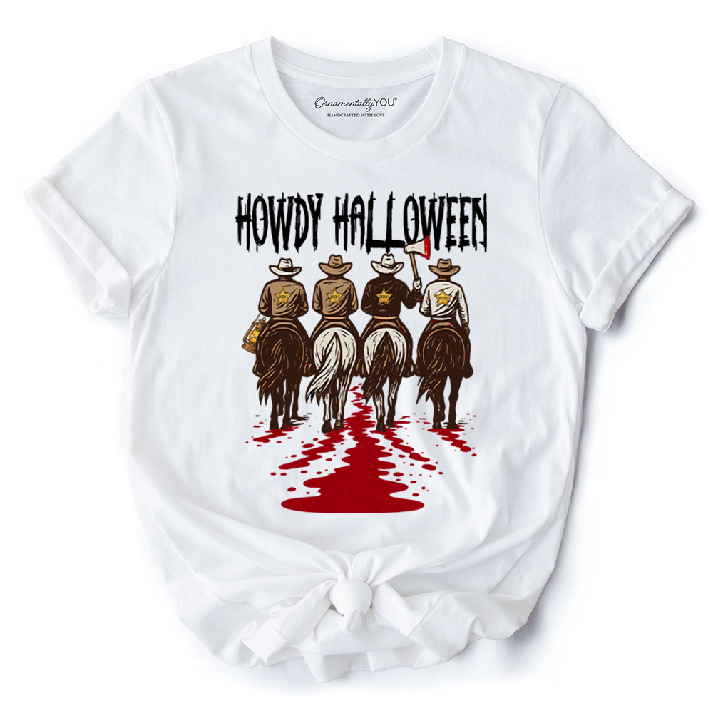Howdy Halloween Cowboy Men T-Shirt, Sheriff Western Riders Spooky Tee