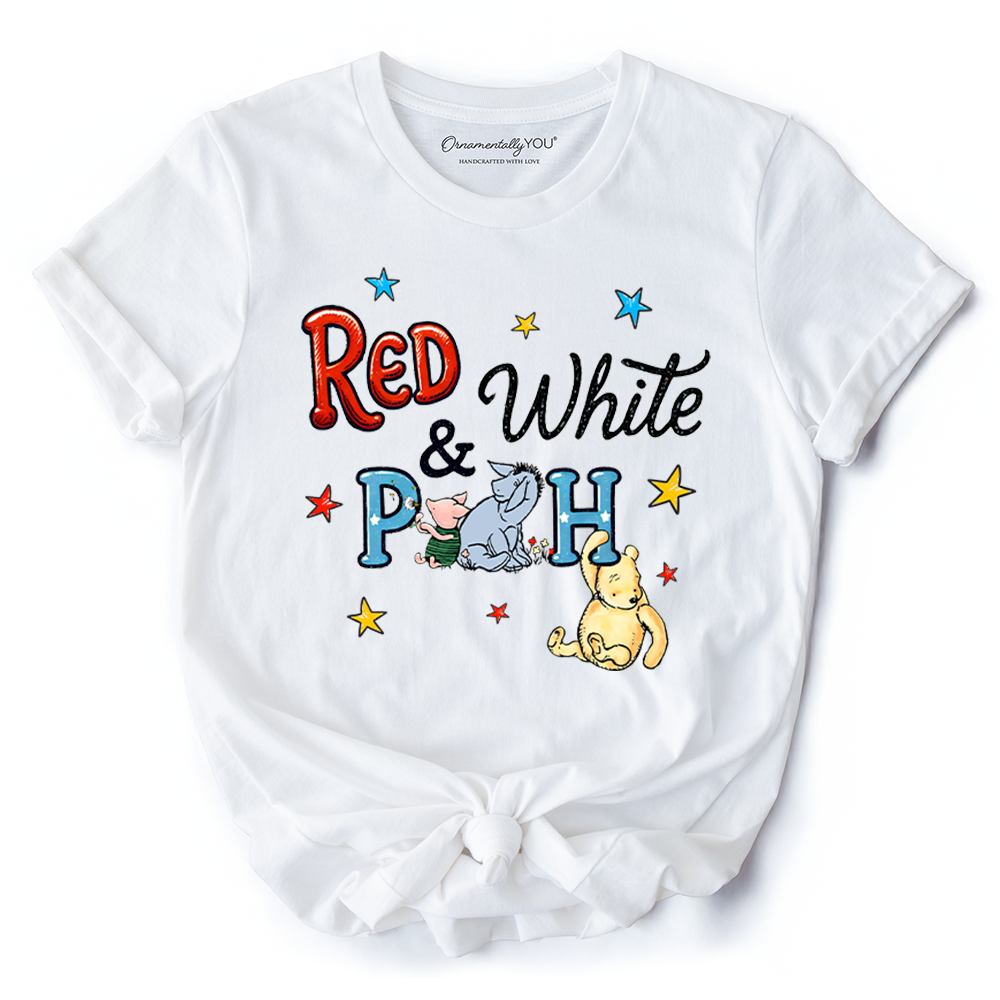Patriotic 4th of July Red White & Proud T-Shirt, 1926 A.A. Milne Cute Winnie-the-Pooh USA Tee