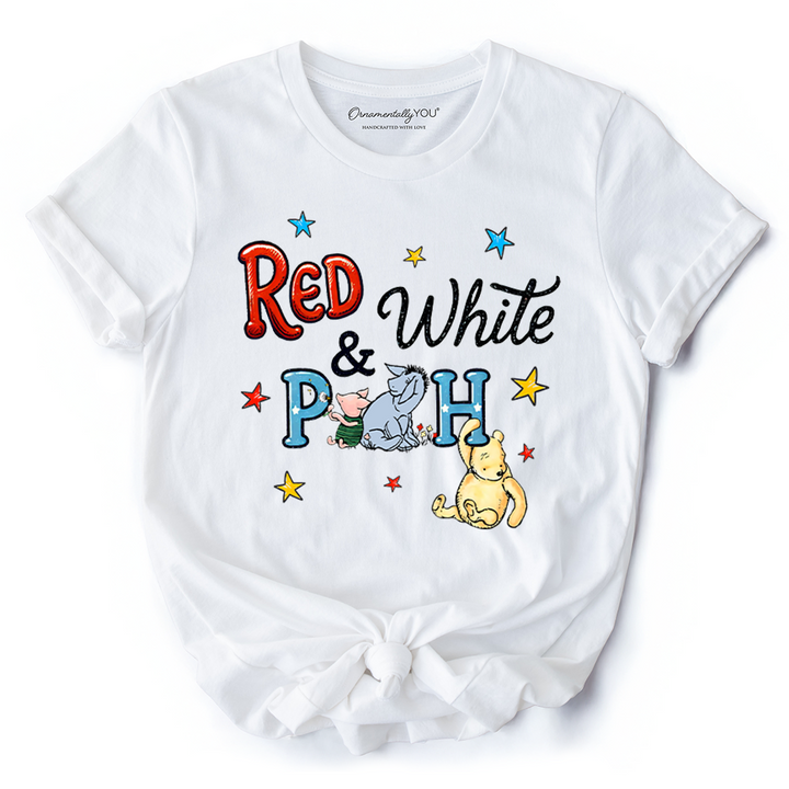 Patriotic 4th of July Red White & Proud T-Shirt, 1926 A.A. Milne Cute Winnie-the-Pooh USA Tee