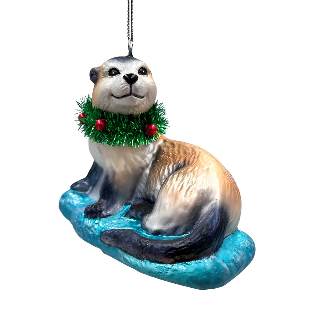 Cute Otter Glass Christmas Ornament, Exotic Animal Tree Decoration Glass Ornament OrnamentallyYou 