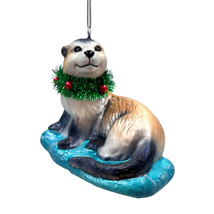 Cute Otter Glass Christmas Ornament, Exotic Animal Tree Decoration Glass Ornament OrnamentallyYou 