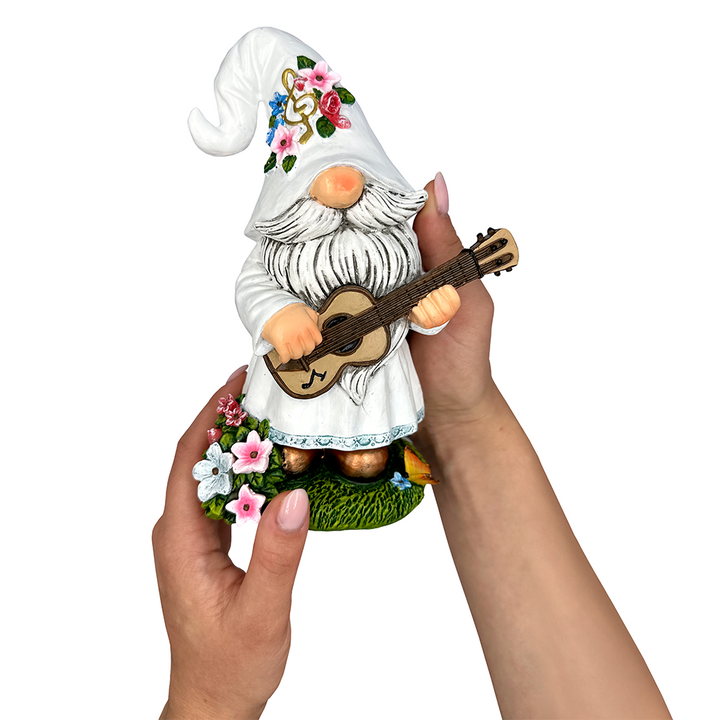 Elegant Serenader Garden Statue, 8" Romantic Musician Figurine Outdoor Decor