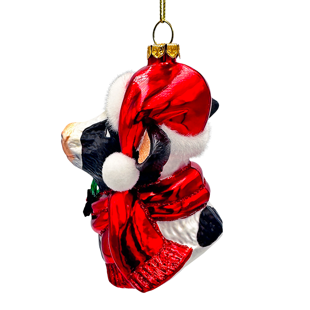 (Pre-Order) Festive Cow in Wreath Blown Glass Christmas Ornament, Farmhouse Theme Tree Decoration