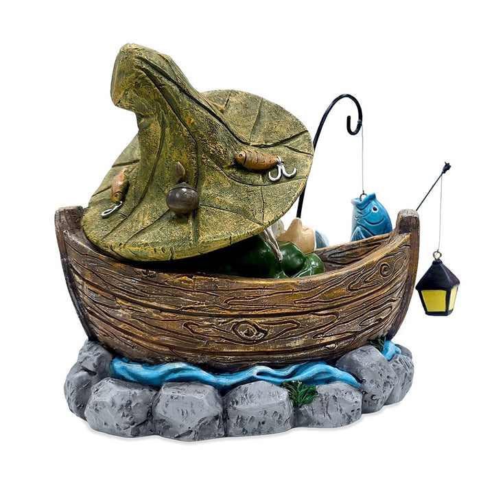 Fishing Gnome with Lantern Garden Statue, 6" Lighted Dwarf Figurine Outdoor Decor Resin Statues OrnamentallyYou 
