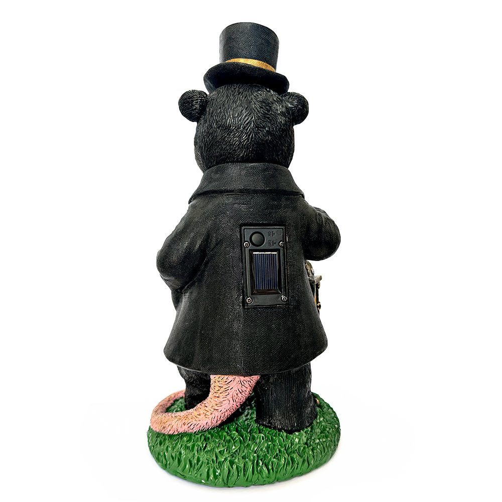 Gentleman Opossum the Victorian Nightcrawler with Solar Powered Lamp Statue, 13" Lighted Garden Statue Resin Statues OrnamentallyYou 