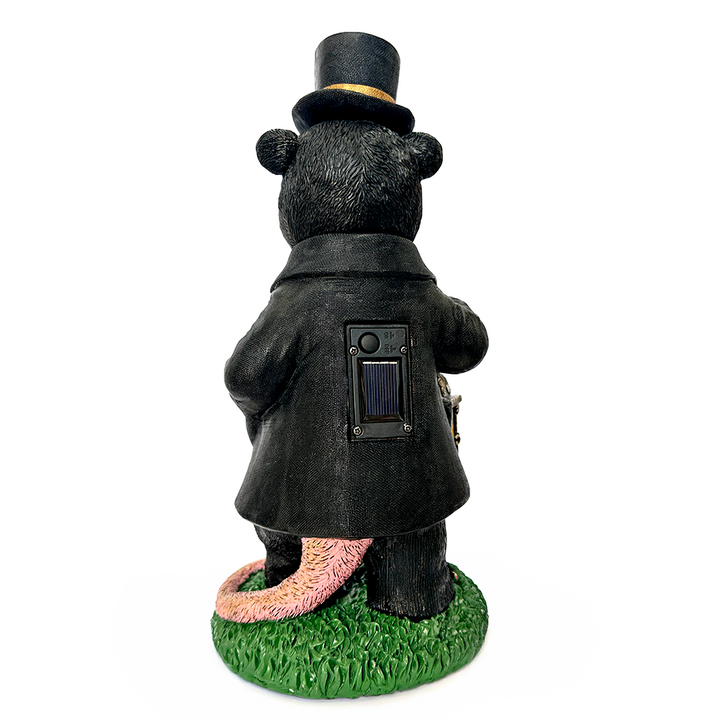 (Pre-Order) Gentleman Opossum the Victorian Nightcrawler with Solar Powered Lamp Statue, 13" Lighted Garden Statue