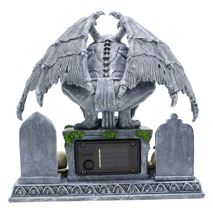 (Pre-Order) Grave Guardian Gargoyle Figurine, 7" Solar Powered Gothic Halloween Garden Statue Resin Statues OrnamentallyYou 