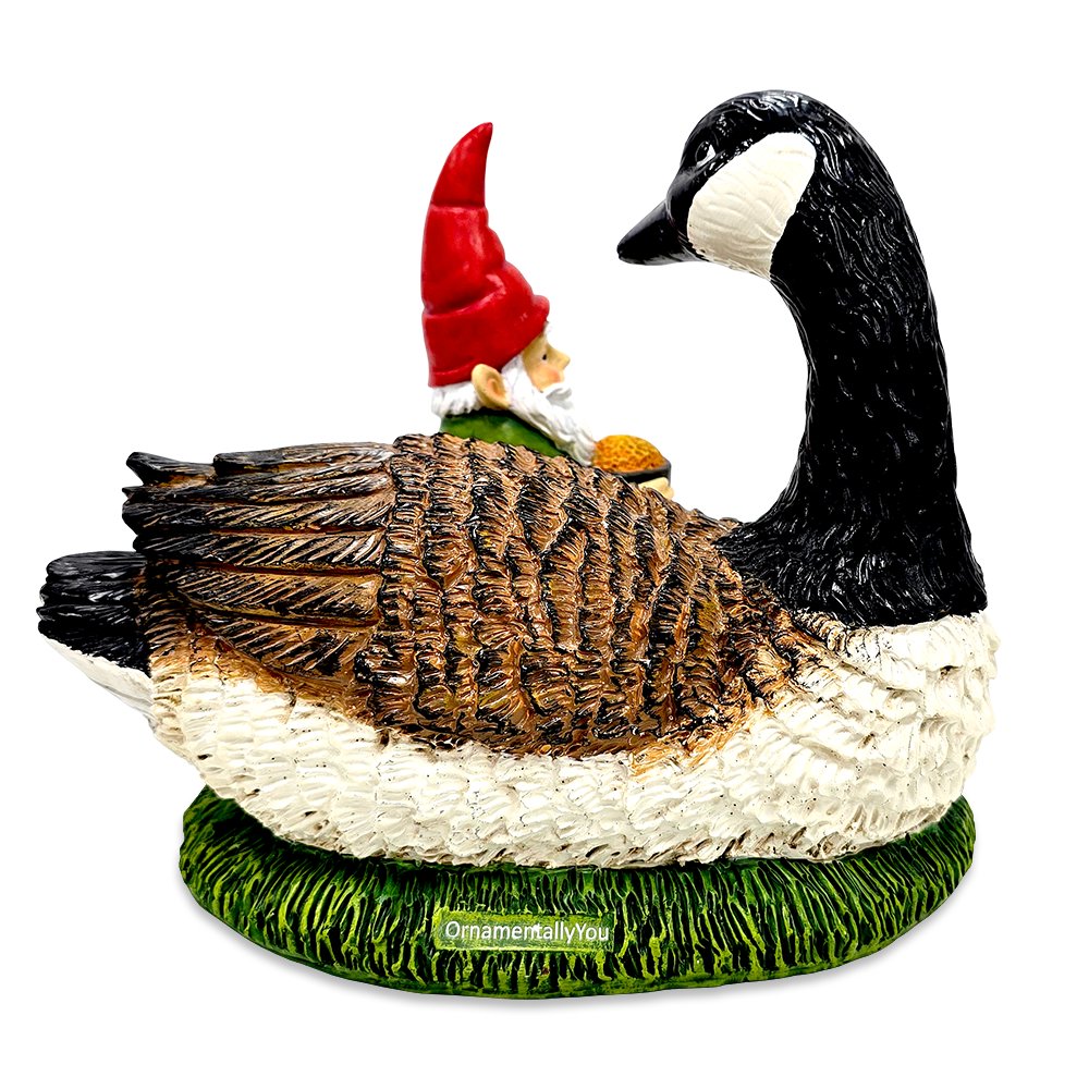 Gus the Canadian Goose & Gnorman the Gnome Garden Statue, 7" Figurine and Outdoor Decoration Resin Statues OrnamentallyYou 
