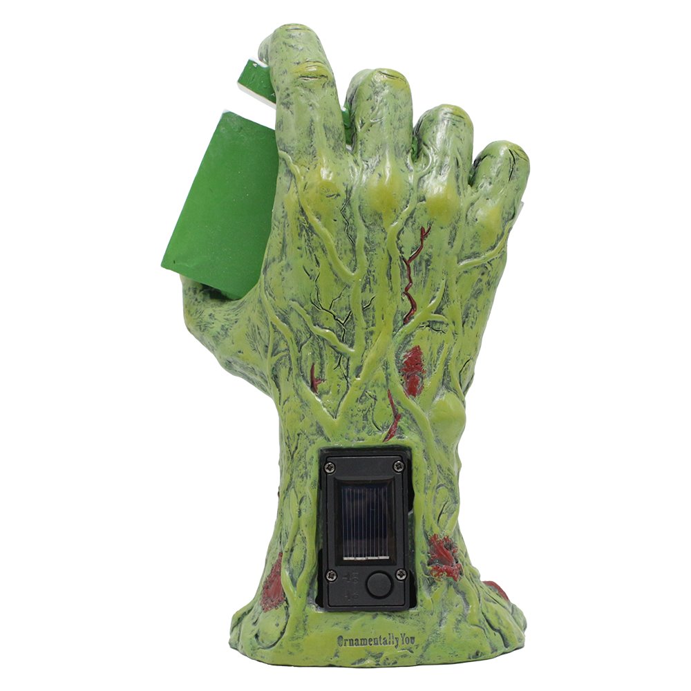 Horror Film Night Zombie Hand Statue, 10" Solar Powered Halloween Themed Garden Figurine Resin Statues OrnamentallyYou 