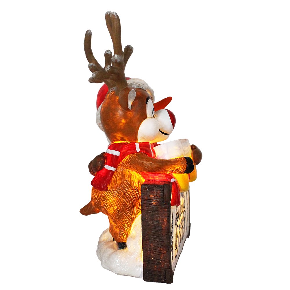 (Pre-Order) It's the Most Wonderful Time for a Beer Festive Figurine, 8" Snowman and Reindeer Christmas Party Statue Resin Statues OrnamentallyYou 