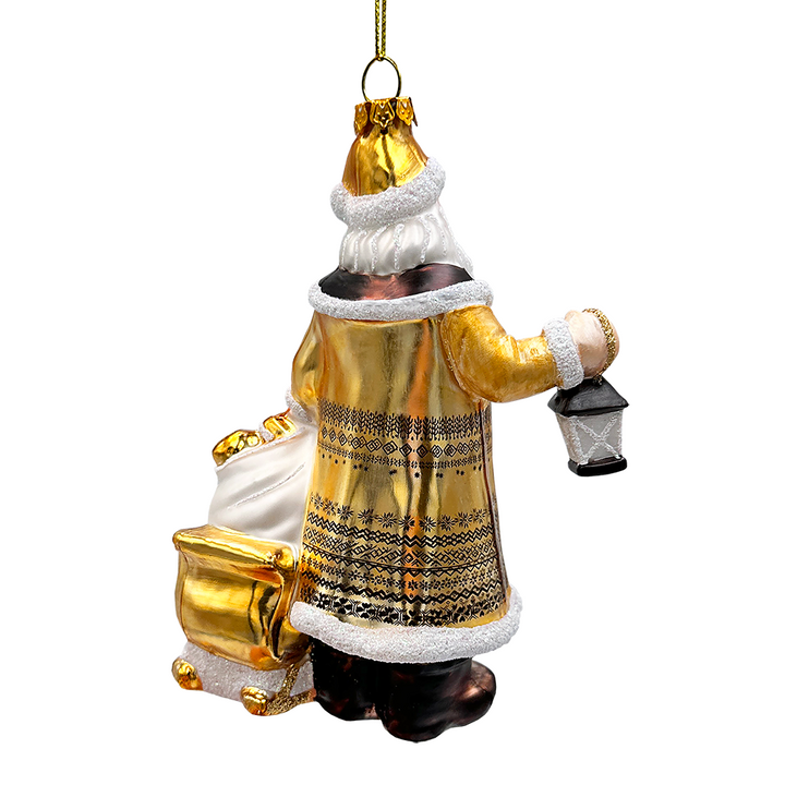 (Pre-Order) Majestic Gold Santa Blown Glass Christmas Ornament, Sleigh Accessory Tree Decor