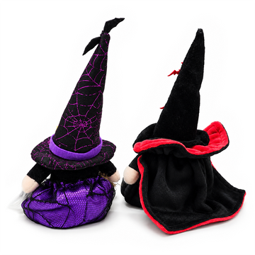 Midnight Magic Plush Gnome Set of 2, Gothic Witch and Vampire 10" Halloween Decor