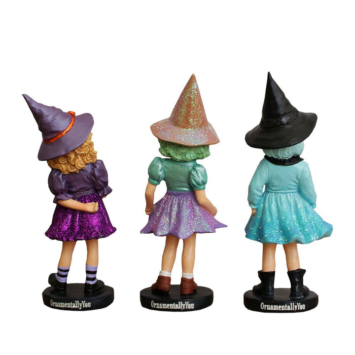 (Pre-Order) Mystical Victorian Witch Sisters Set of Three Figurines, Enchanted 6" Statues for a Bewitching Halloween Tabletop Display Resin Statues OrnamentallyYou 