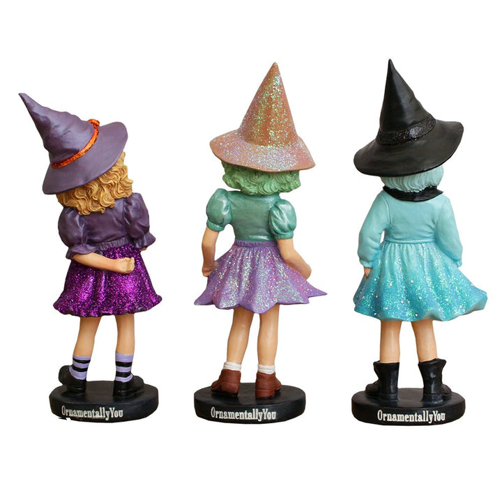 Mystical Victorian Witch Sisters Set of Three Figurines, Enchanted 6" Statues for a Bewitching Halloween Tabletop Display Resin Statues OrnamentallyYou 