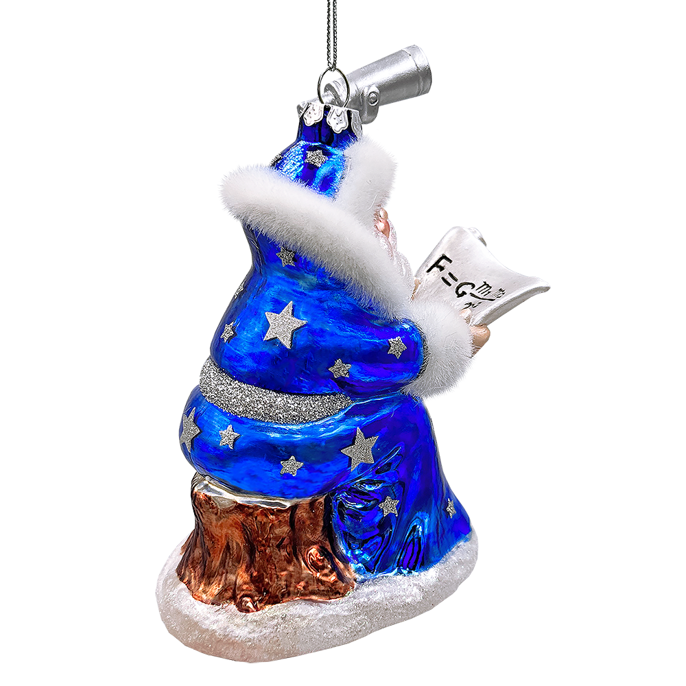 (Pre-Order) Santa the Astronomer Glass Christmas Ornament, Science and Astronomy Themed Holiday Gift