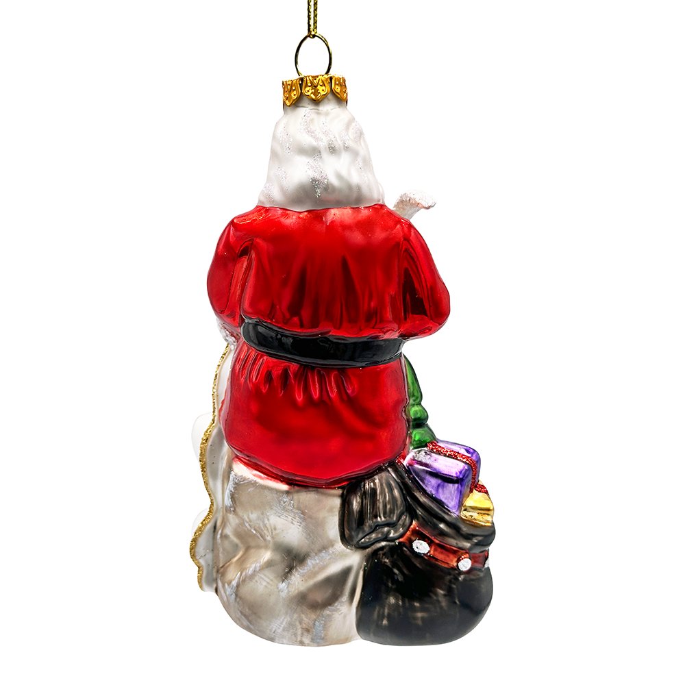 Santa with a Long Letter Glass Christmas Ornament, Vintage Holiday Tree Decor Glass Ornament OrnamentallyYou 