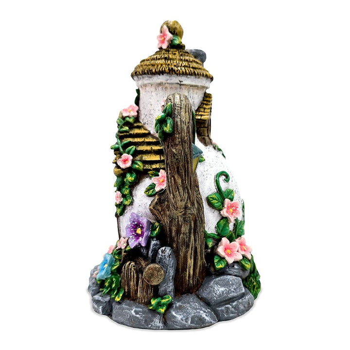 Solar Fairy Tea Pot House Garden Statue, 8" Lighted Mushroom Cottage Figurine Outdoor Decor Resin Statues OrnamentallyYou 