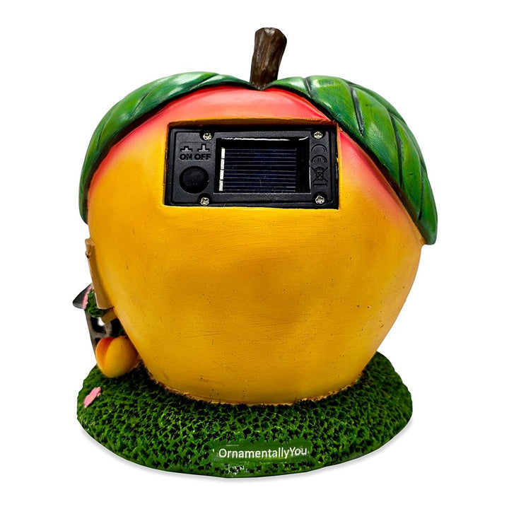 Solar Powered Peach Themed Garden Home Statue, 7" Lighted Cottage Figurine Outdoor Decor Resin Statues OrnamentallyYou 