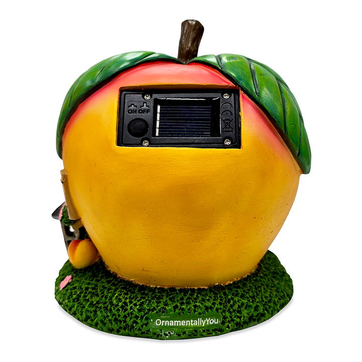 Solar Powered Peach Themed Garden Home Statue, 7" Lighted Cottage Figurine Outdoor Decor