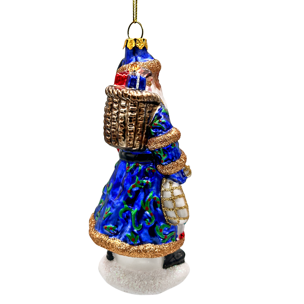(Pre-Order) Victorian Vagabound Santa Claus Glass Christmas Ornament, Purple Tree Decor