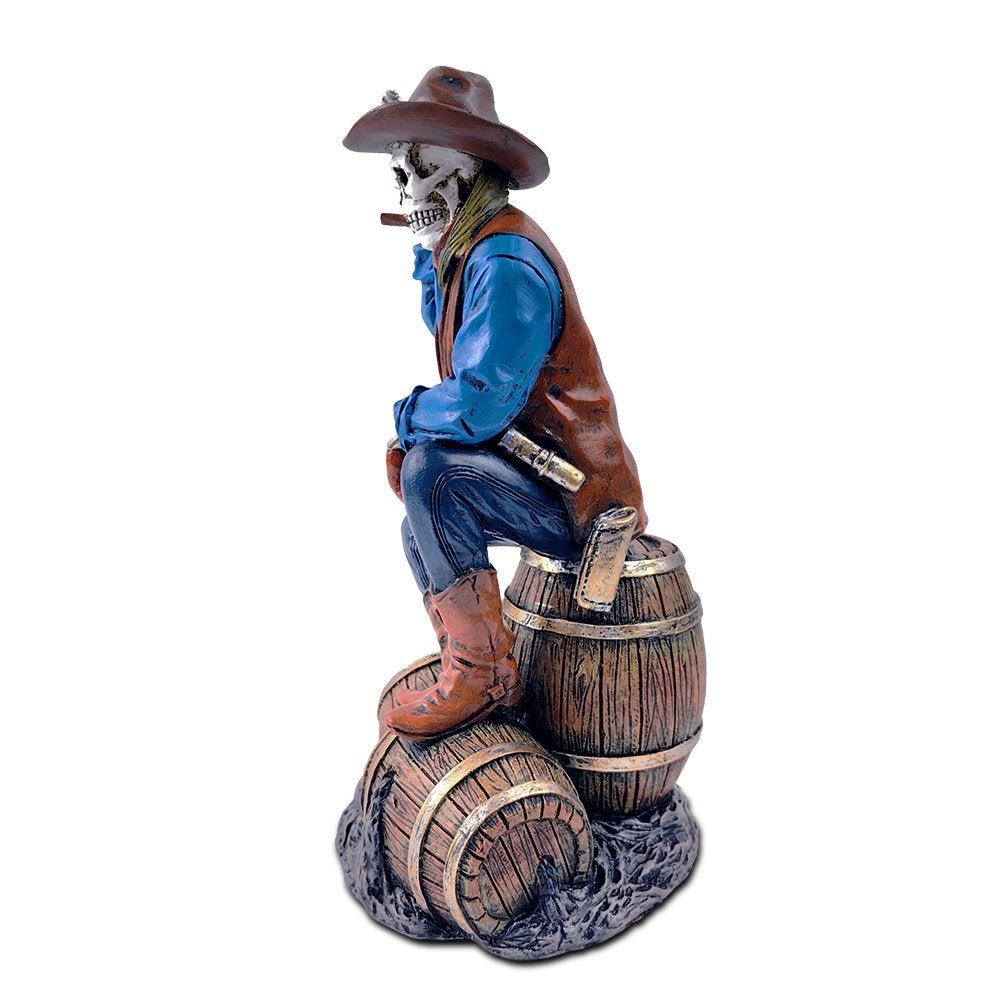 (Pre-Order) Western Skeleton Gunslinger Statue Figurine, 10" Gothic Cowboy Wild West Home Decor Resin Statues OrnamentallyYou 