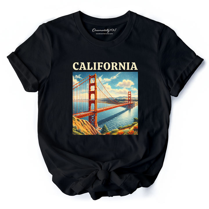 Classic California State Golden Gate Bridge T-Shirt, San Francisco Bay Tee and Coastal Landmark Souvenir