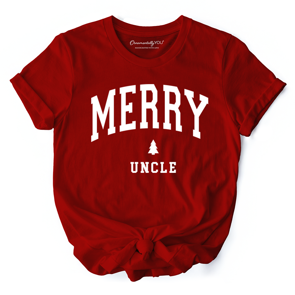 Merry Uncle Retro Christmas T-Shirt, Matching Family Holiday Tee