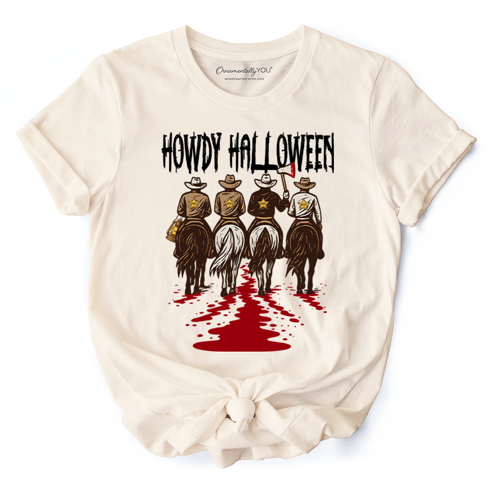 Howdy Halloween Cowboy Men T-Shirt, Sheriff Western Riders Spooky Tee