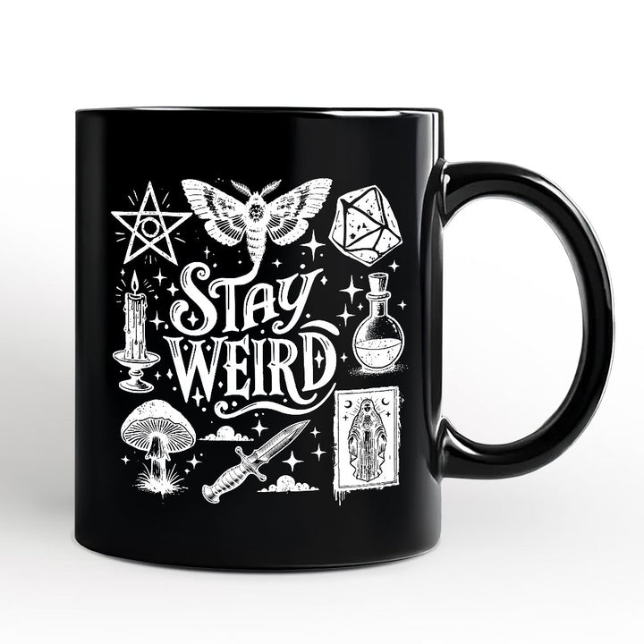 Stay Weird Witchy Vibes Personalized Mug, Mystical Halloween Gift with Custom Name Personalized Ceramic Mug OrnamentallyYou Black Non-Custom 