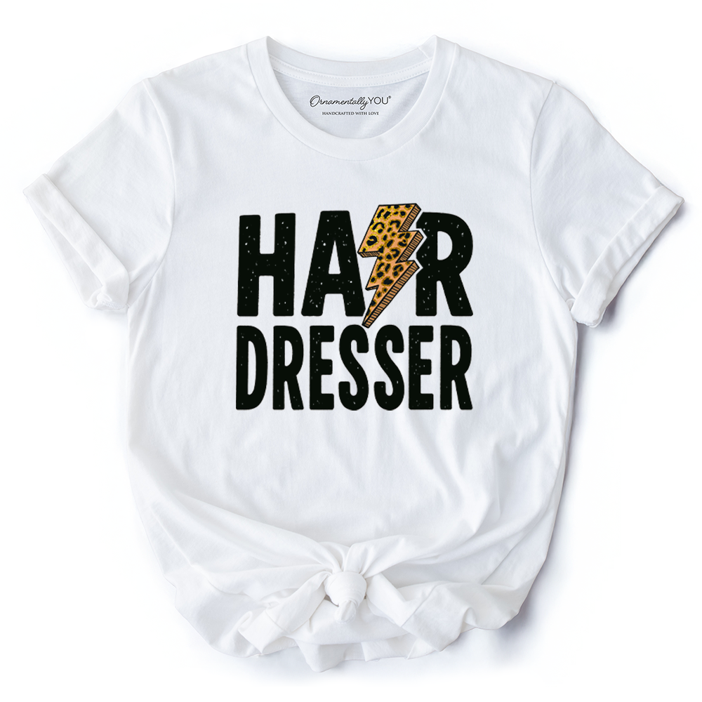 Hairdresser Leopard Lightning T-Shirt, Retro Stylist Tee