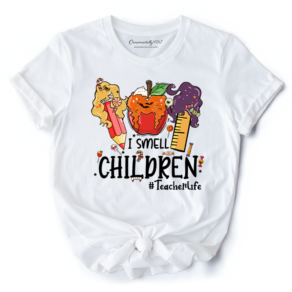 I Smell Children Witch Teacher Life T-Shirt, Back To School Halloween Tee