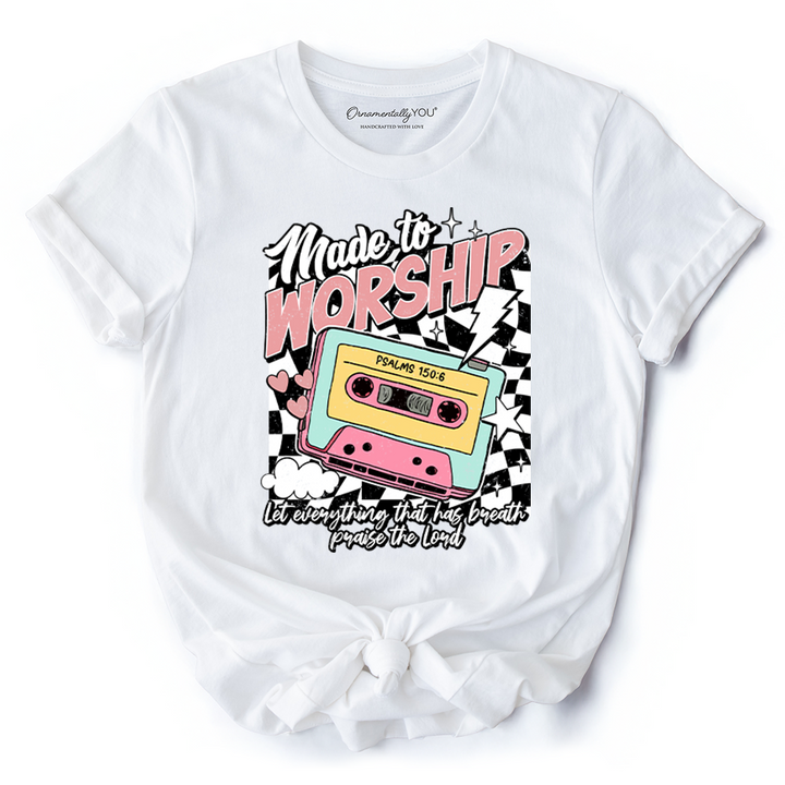 Made to Worship Christian Retro T-Shirt, Psalm 150:6 Bible Verse Tee