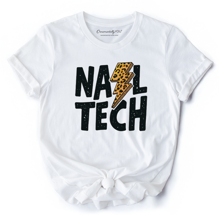 Nail Tech Leopard Lightning T-Shirt, Retro Stylist Tee